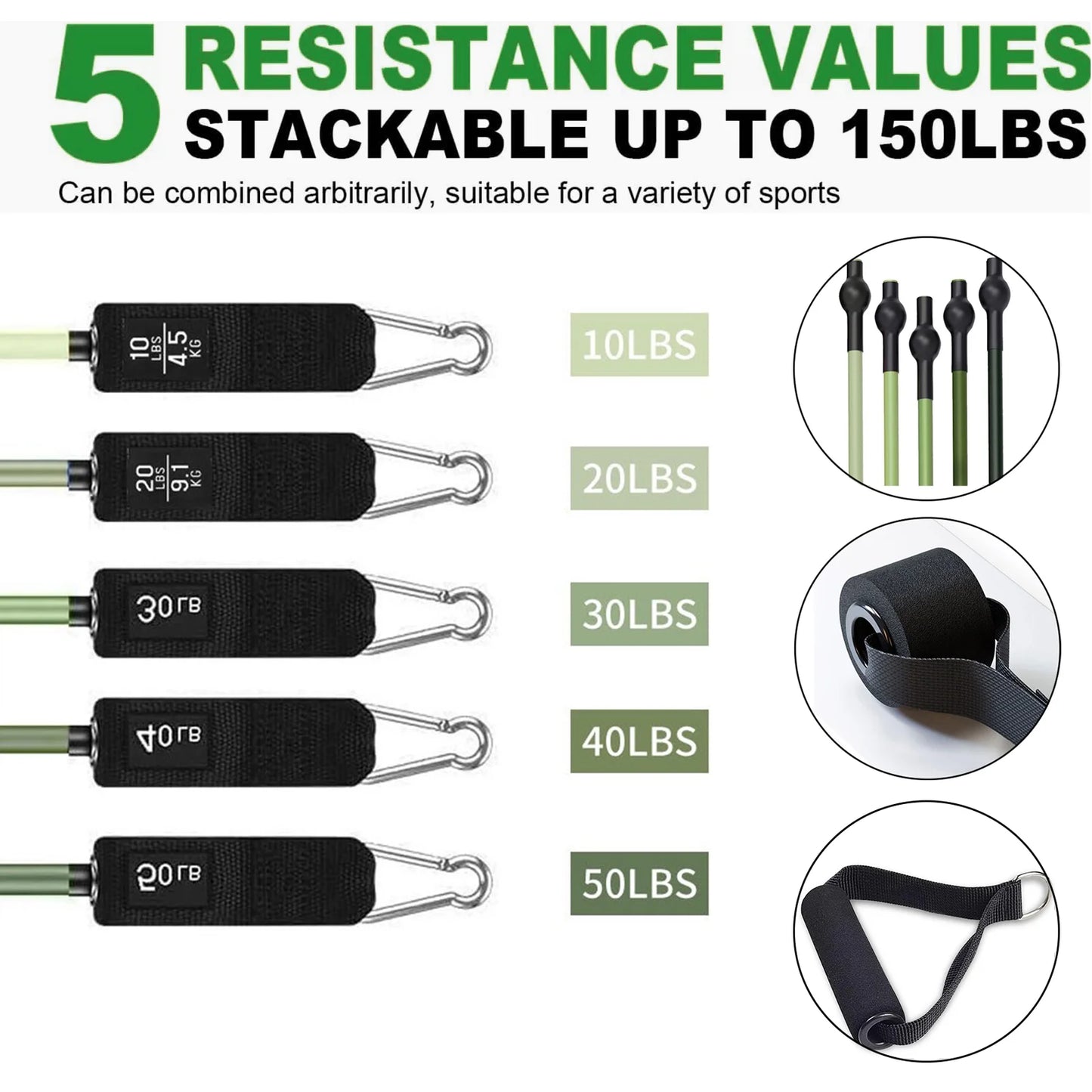 Ultimate Resistance Exercise Bands Set - Achieve Up to 150 Lb Resistance for Strength Training, Slimming, and Yoga - Perfect Home Gym Equipment for All Fitness Levels