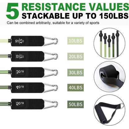 Ultimate Resistance Exercise Bands Set - Achieve Up to 150 Lb Resistance for Strength Training, Slimming, and Yoga - Perfect Home Gym Equipment for All Fitness Levels